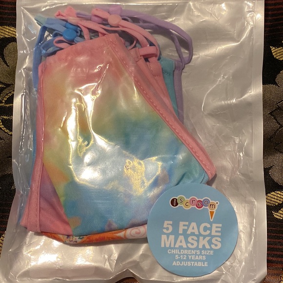 💖💛💙NWT iScream 5 - 3 Layer Face Masks w/Pocket for Filter & Metal Nose Piece - Picture 2 of 9